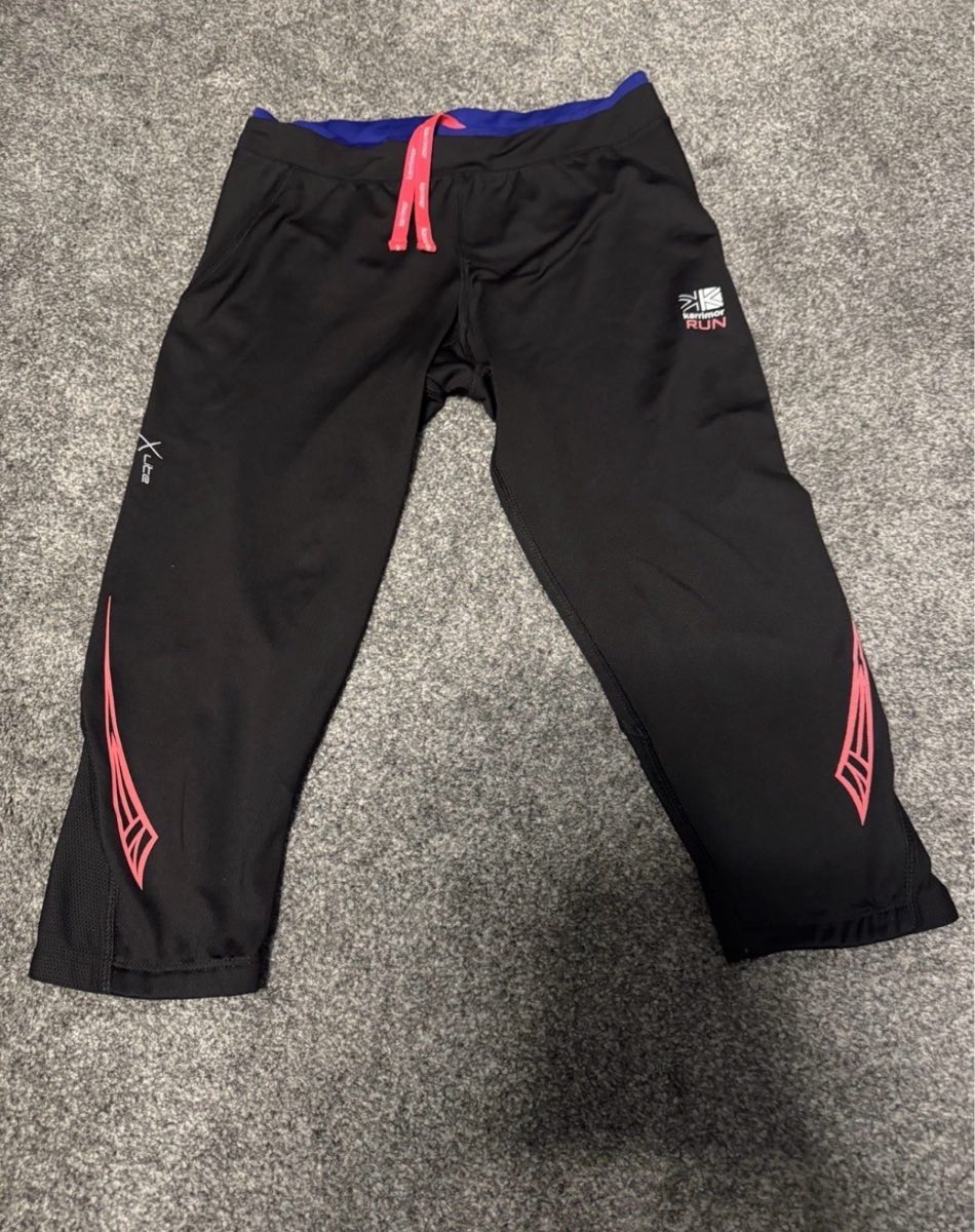 Karrimor X Lite Run Cropped Running Leggings Black UK 10 Reflective Zip Pocket