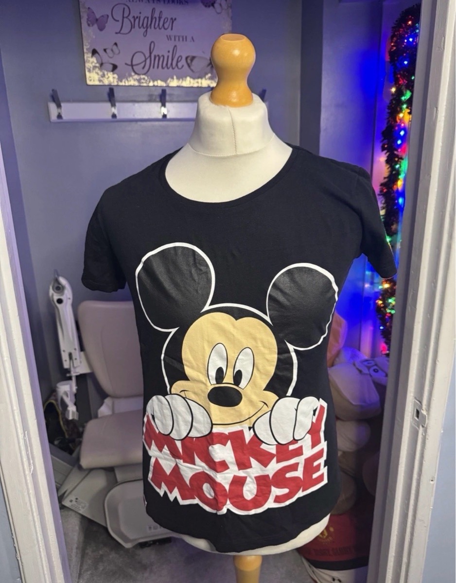 Disney Mickey Mouse T-Shirt Black Size M Graphic 100% Cotton