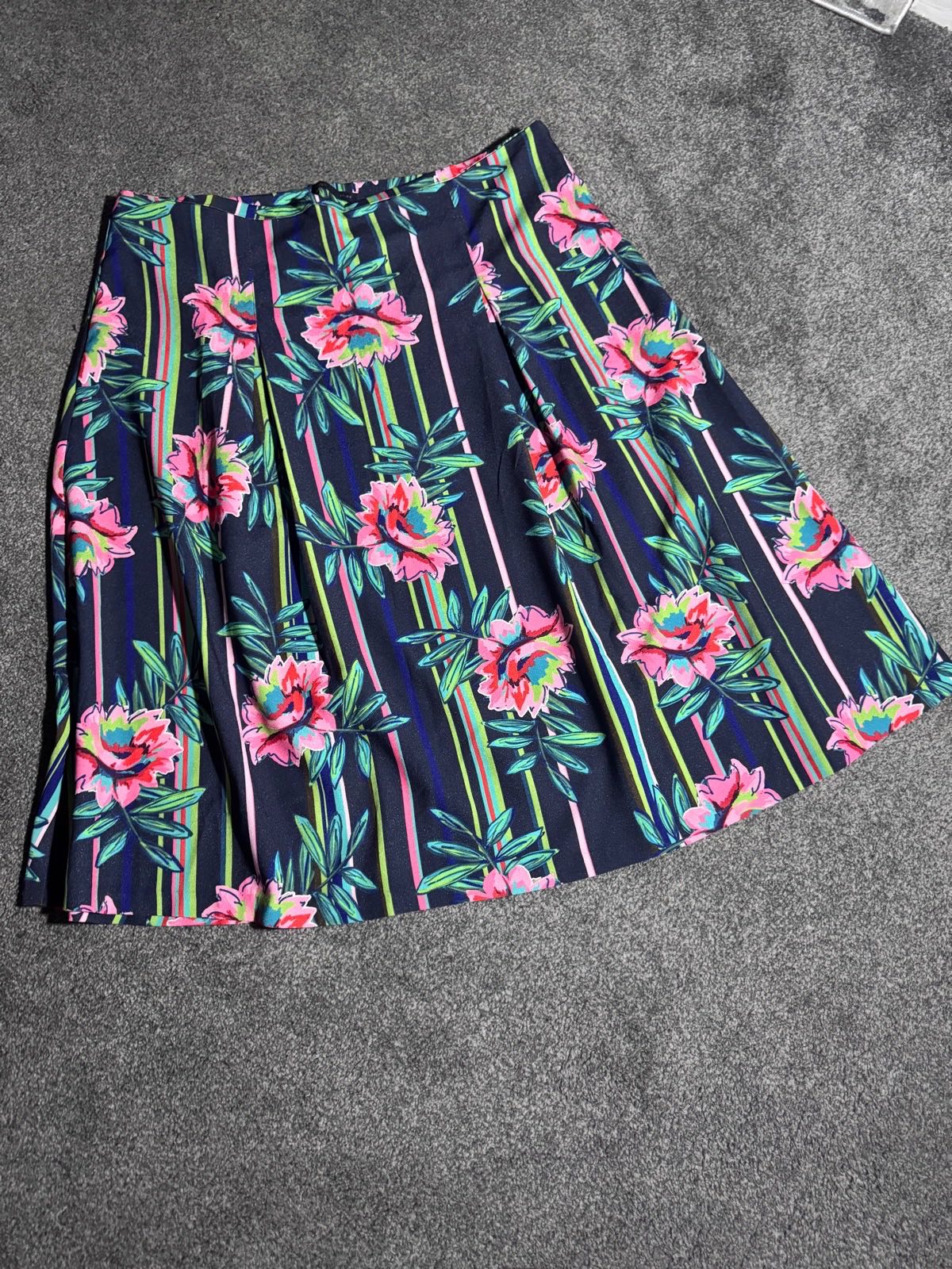 M&S Collection Floral A-Line Skirt Navy Multi UK 20 Pleated
