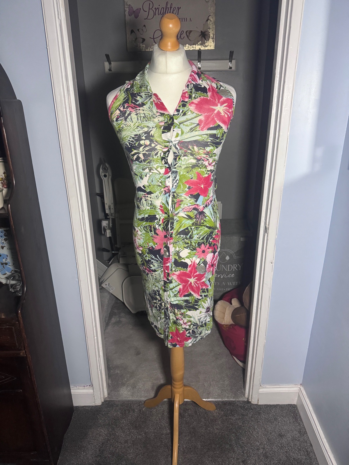 Joe Browns Tropical Floral Shirt Dress Multi UK 8 Sleeveless Summer Midi