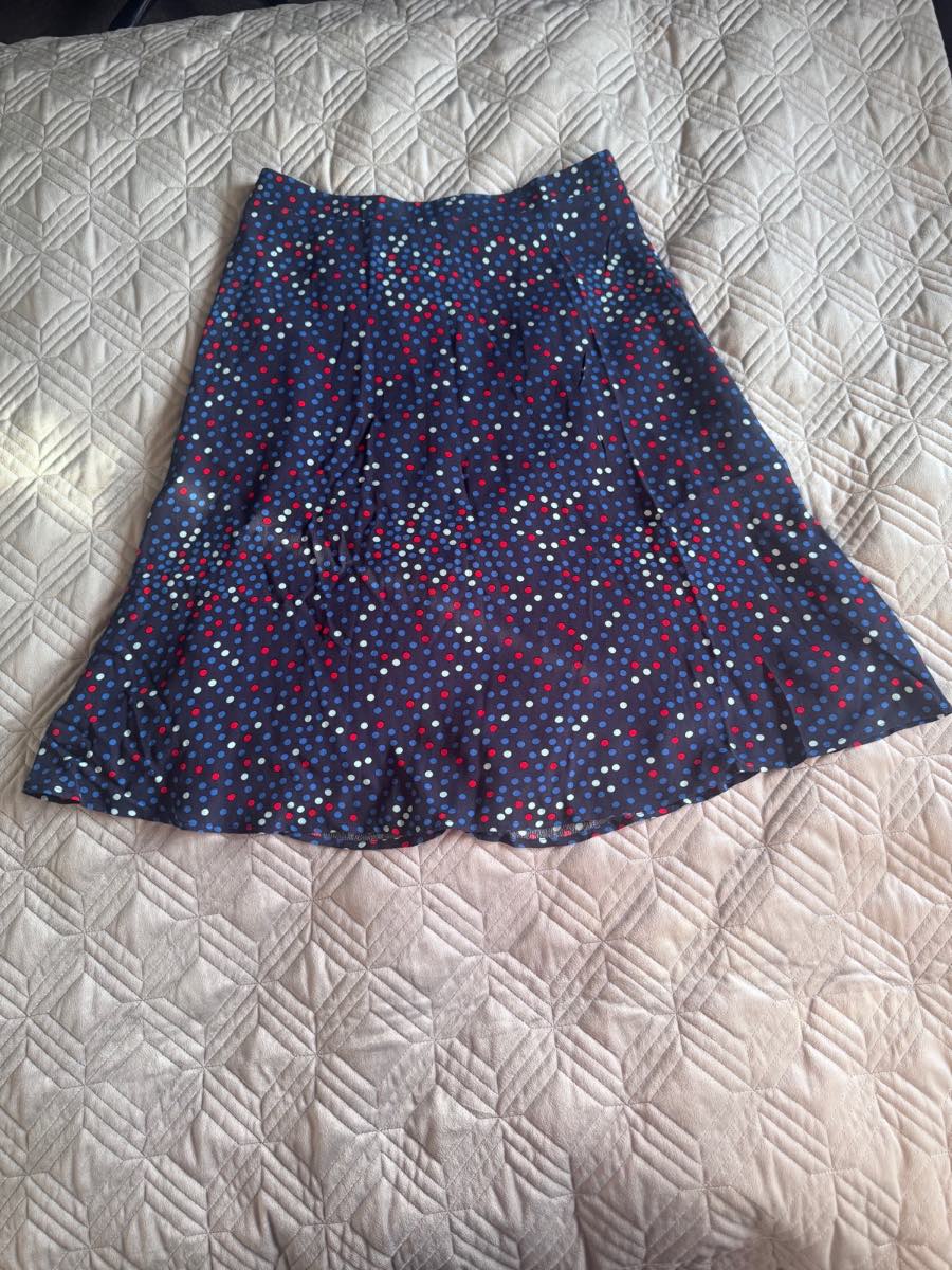Crew Clothing Company Skater Skirt Navy Polka Dot UK 12 Flippy A-Line Summer