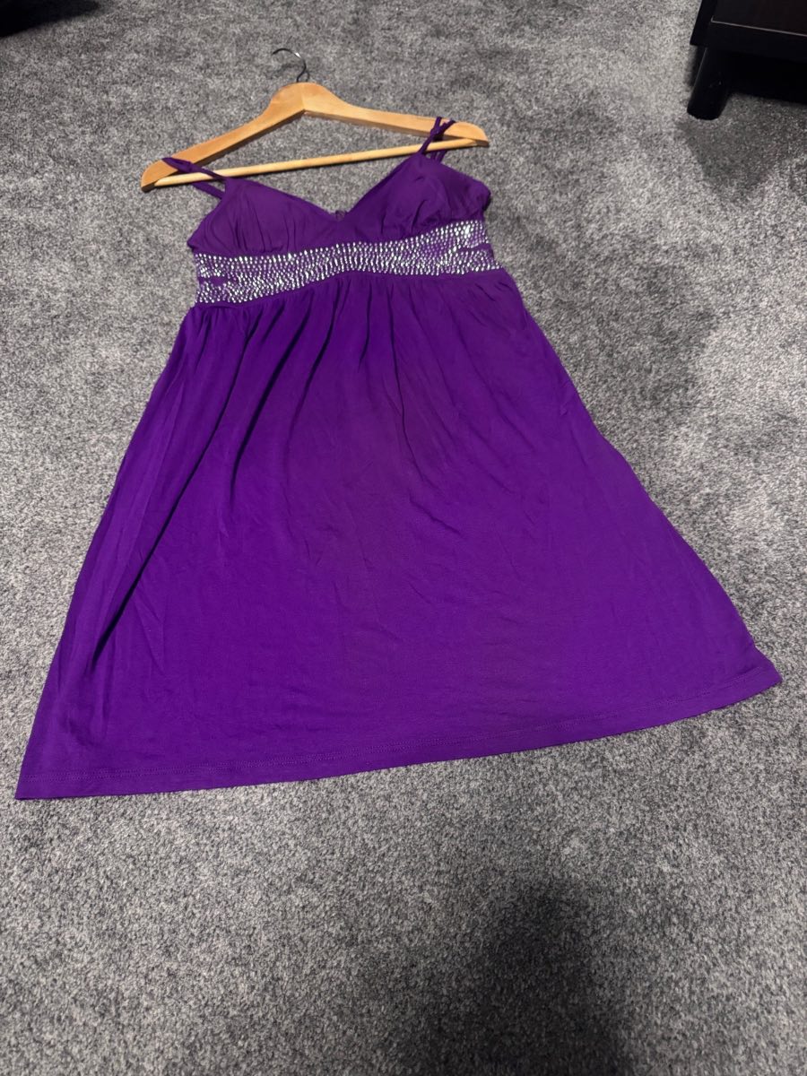 Ann Summers Babydoll Chemise Purple UK 10 Rhinestone Nightdress Lingerie BNWT