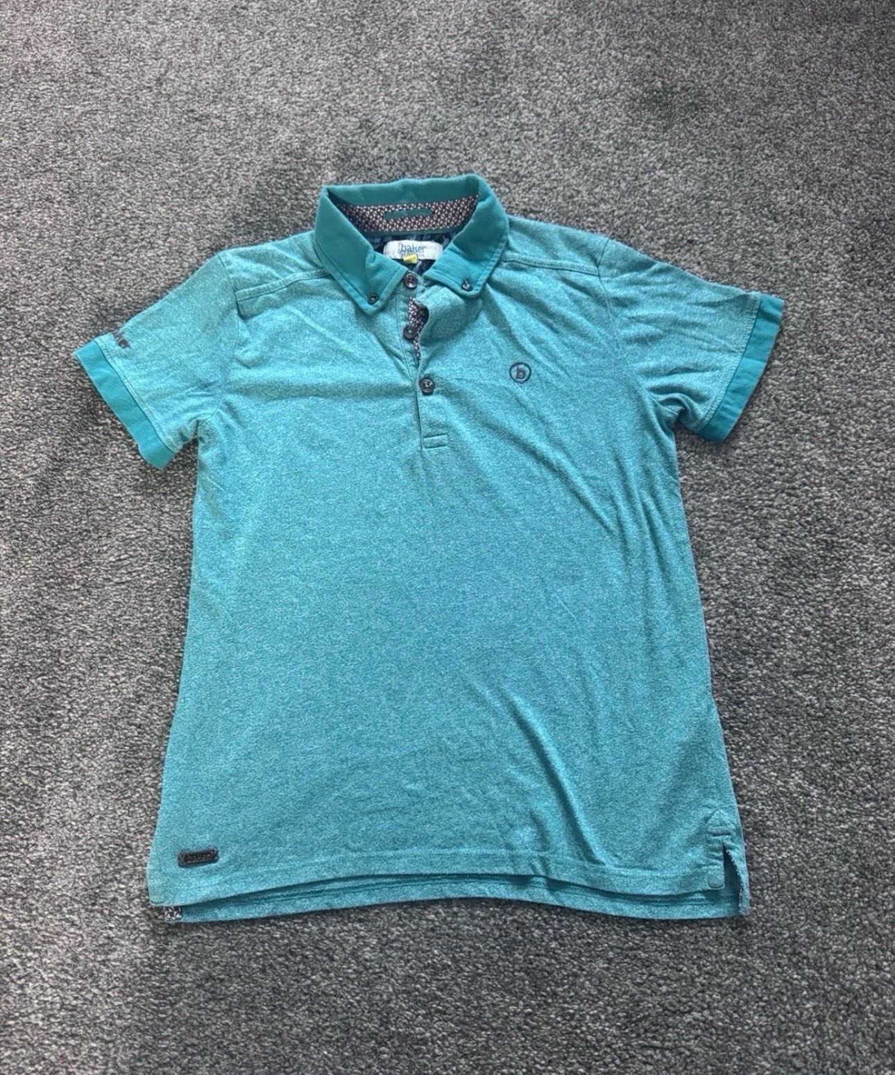 Baker By Ted Baker Boys Polo Shirt Teal Green Age 7-8 Short Sleeve