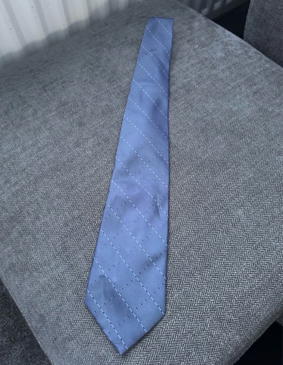 Copperstone Contemporary Tie Blue Pure Silk Diamond Check Pattern Formal Wedding