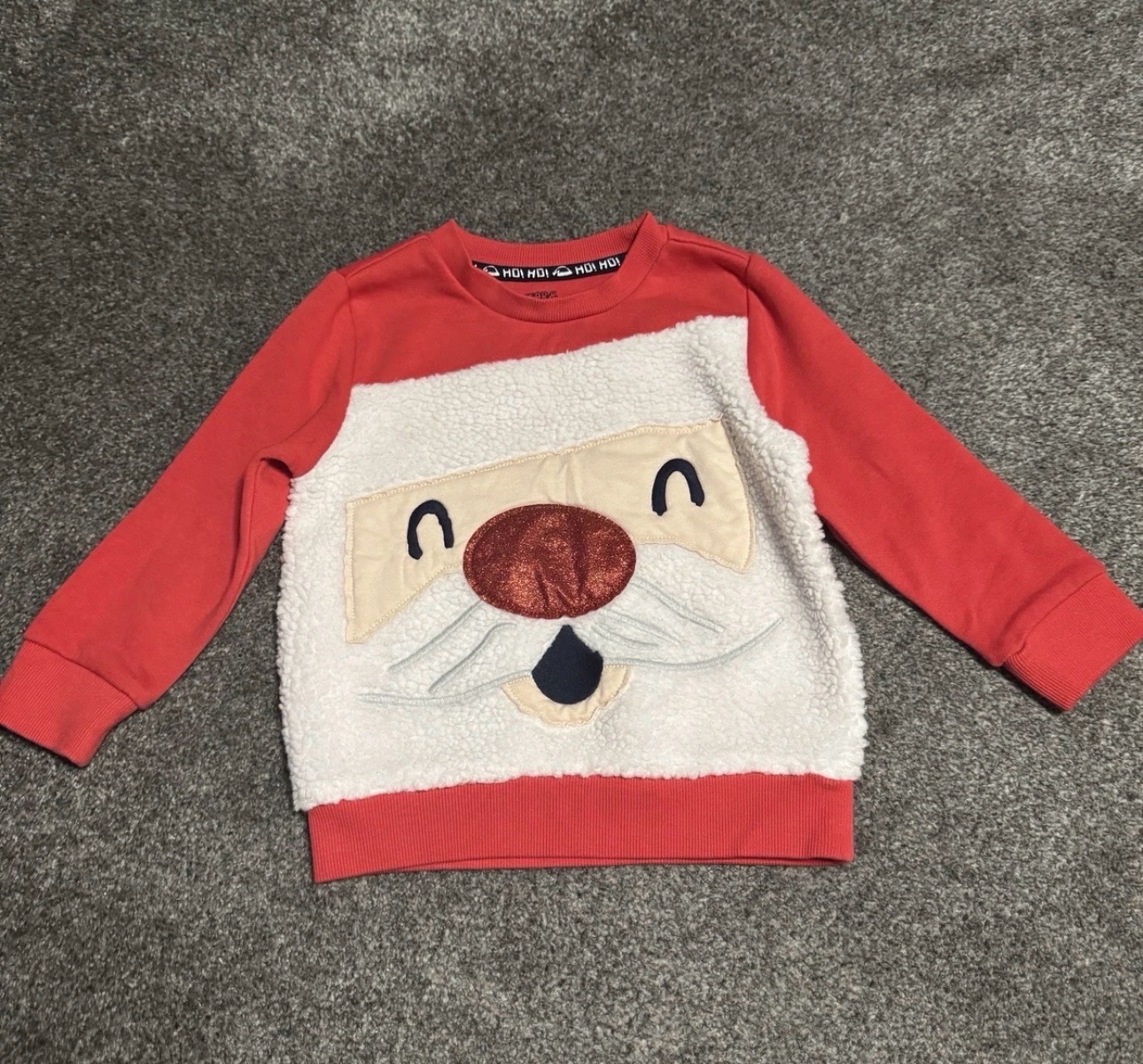 F&F Kids Christmas Dog Sweatshirt Red Age 2–3 Years Festive Borg Jumper