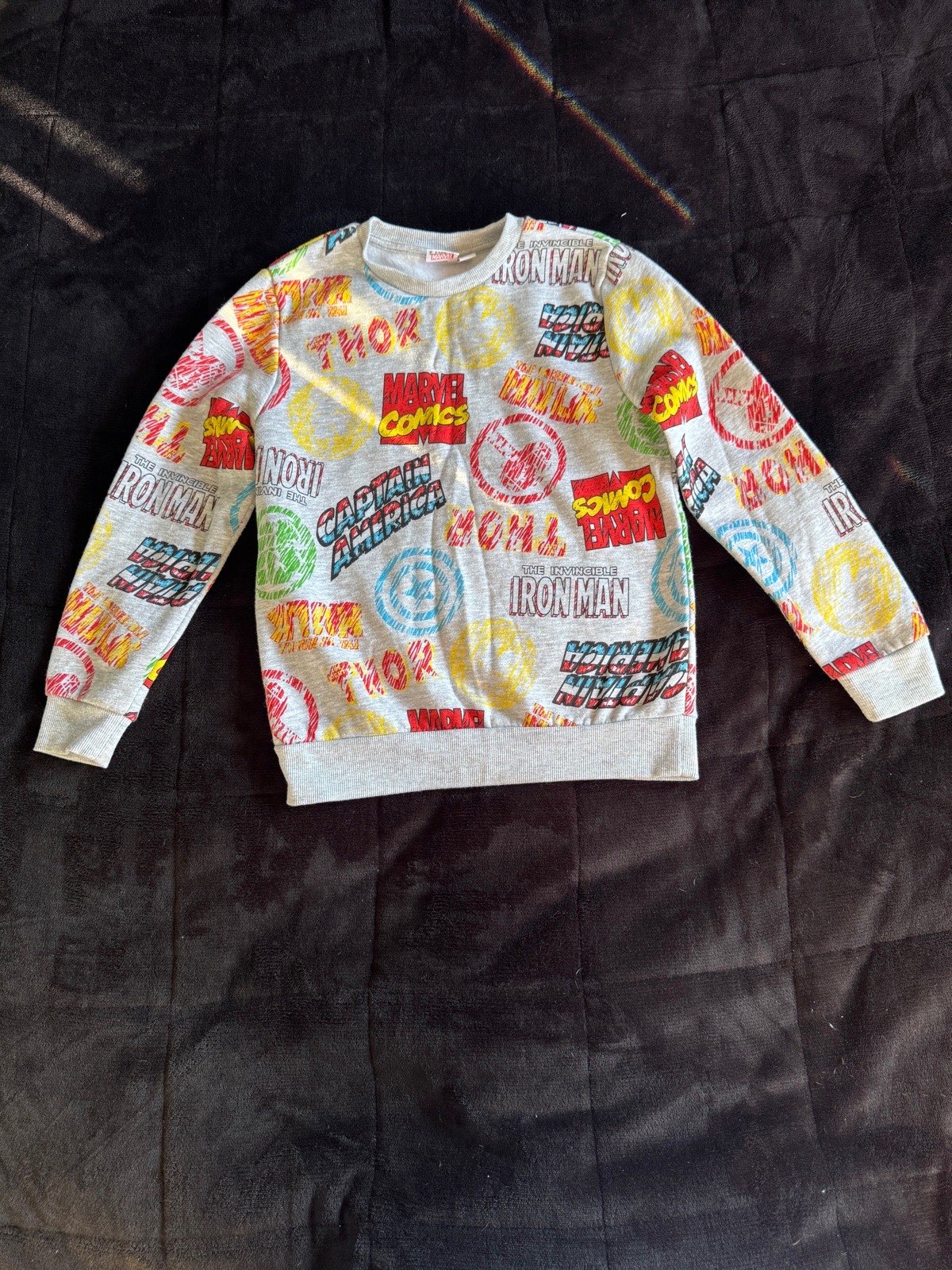 Primark Kids Marvel Sweatshirt Grey Age 8–9 Avengers Comic Print