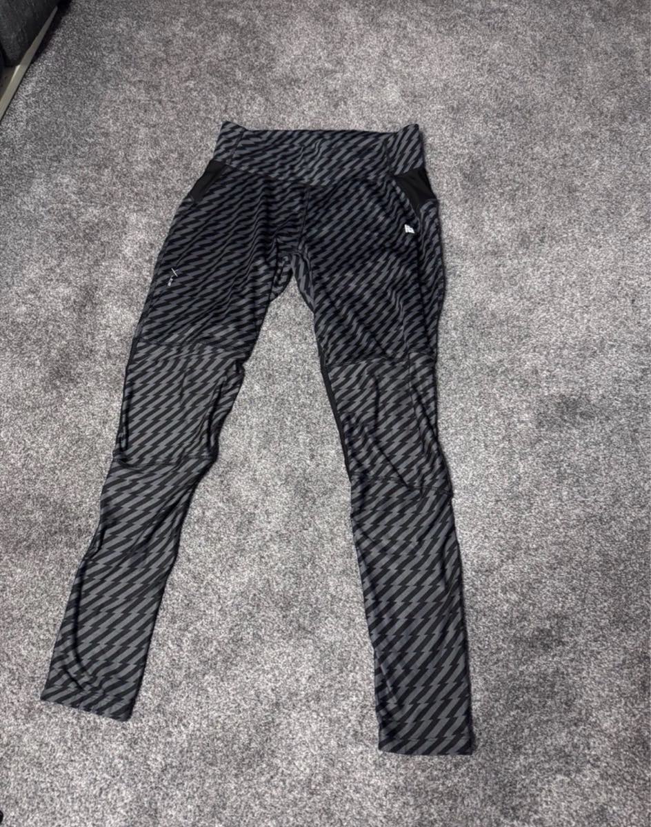 Karrimor X Lite Running Leggings Black Grey UK 12 Reflective Gym Activewear