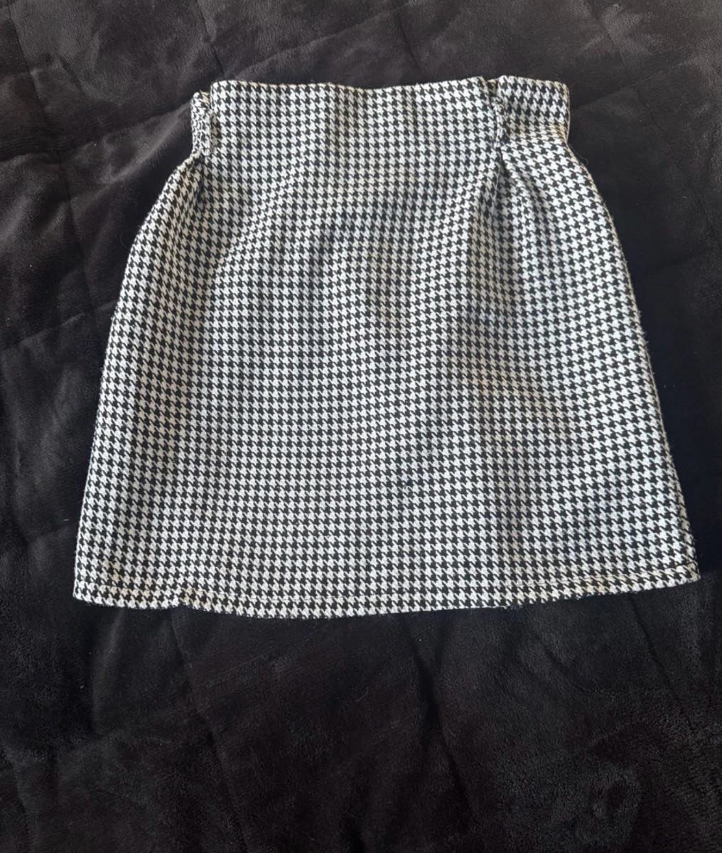 New Look Mini Skirt Black White Houndstooth Check High Waist UK 6 Smart Casual