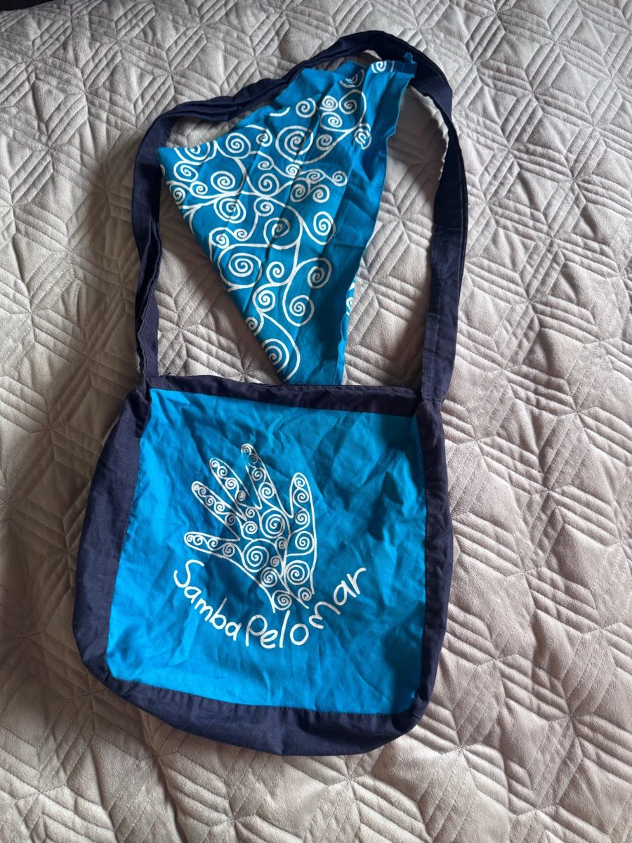 Samba Pelo Ear Blue Cotton Tote Bag With Matching Bandana Zip Festival Shopper