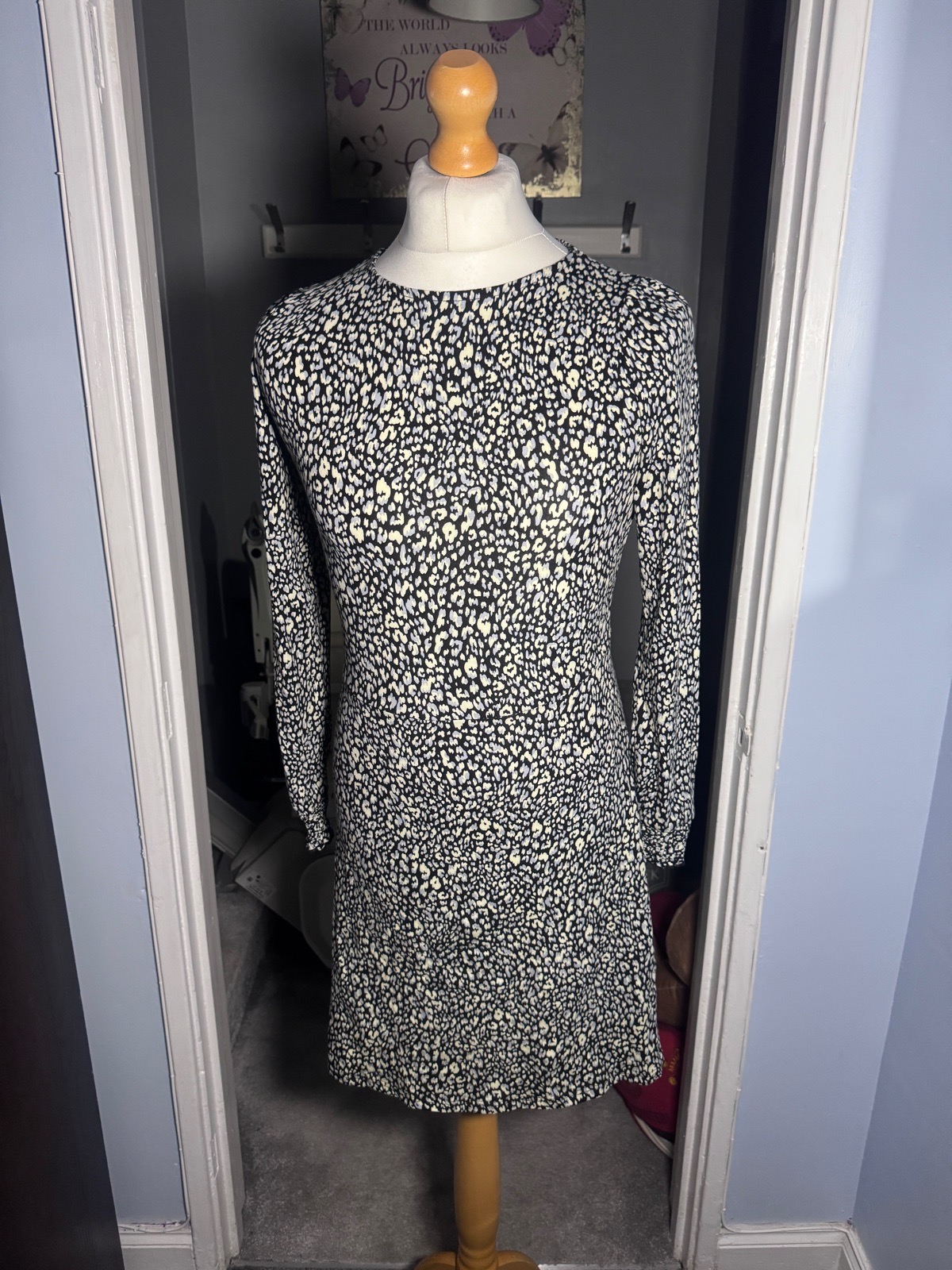 Dorothy Perkins Mini Skater Dress, Black Leopard Print, UK 8, BNWT