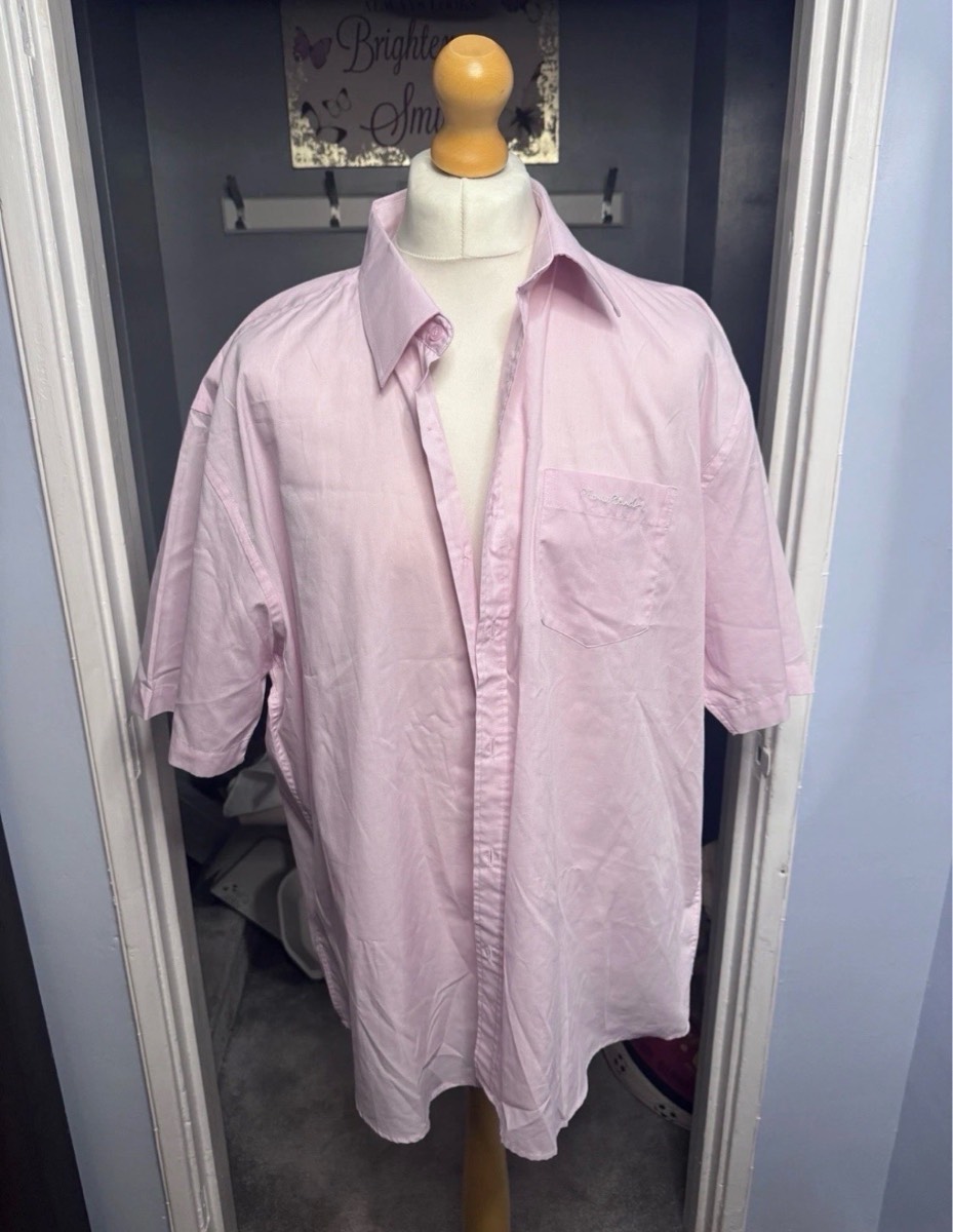 Pierre Cardin Short Sleeve Shirt Pink XXXXL Regular Fit Smart Casual Summer