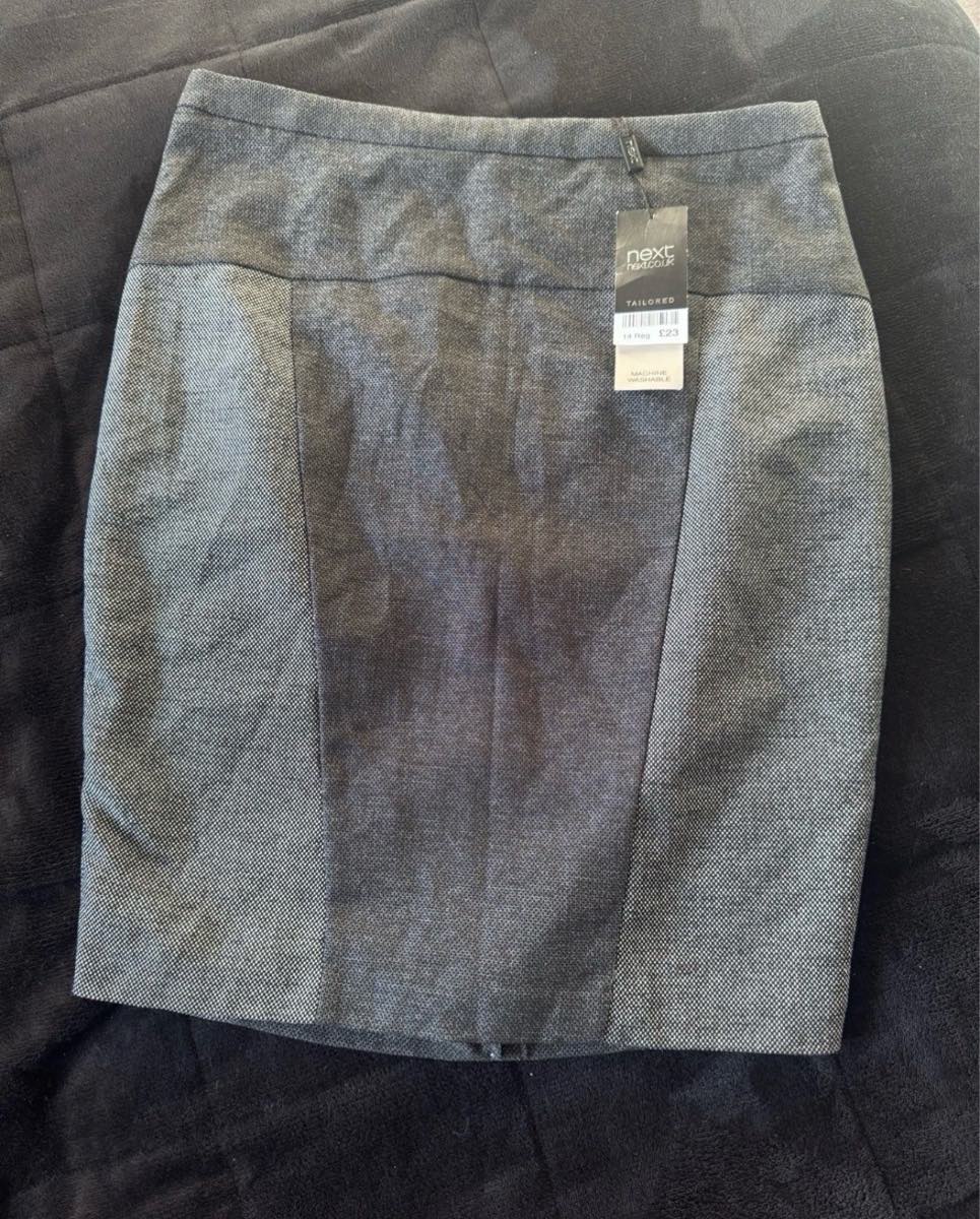 Next Tailored Pencil Skirt Grey Colour Block UK 14 Regular BNWT Office Smart