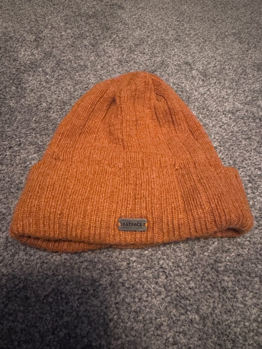 FatFace Beanie Hat Mustard One Size Wool Blend Knit Winter
