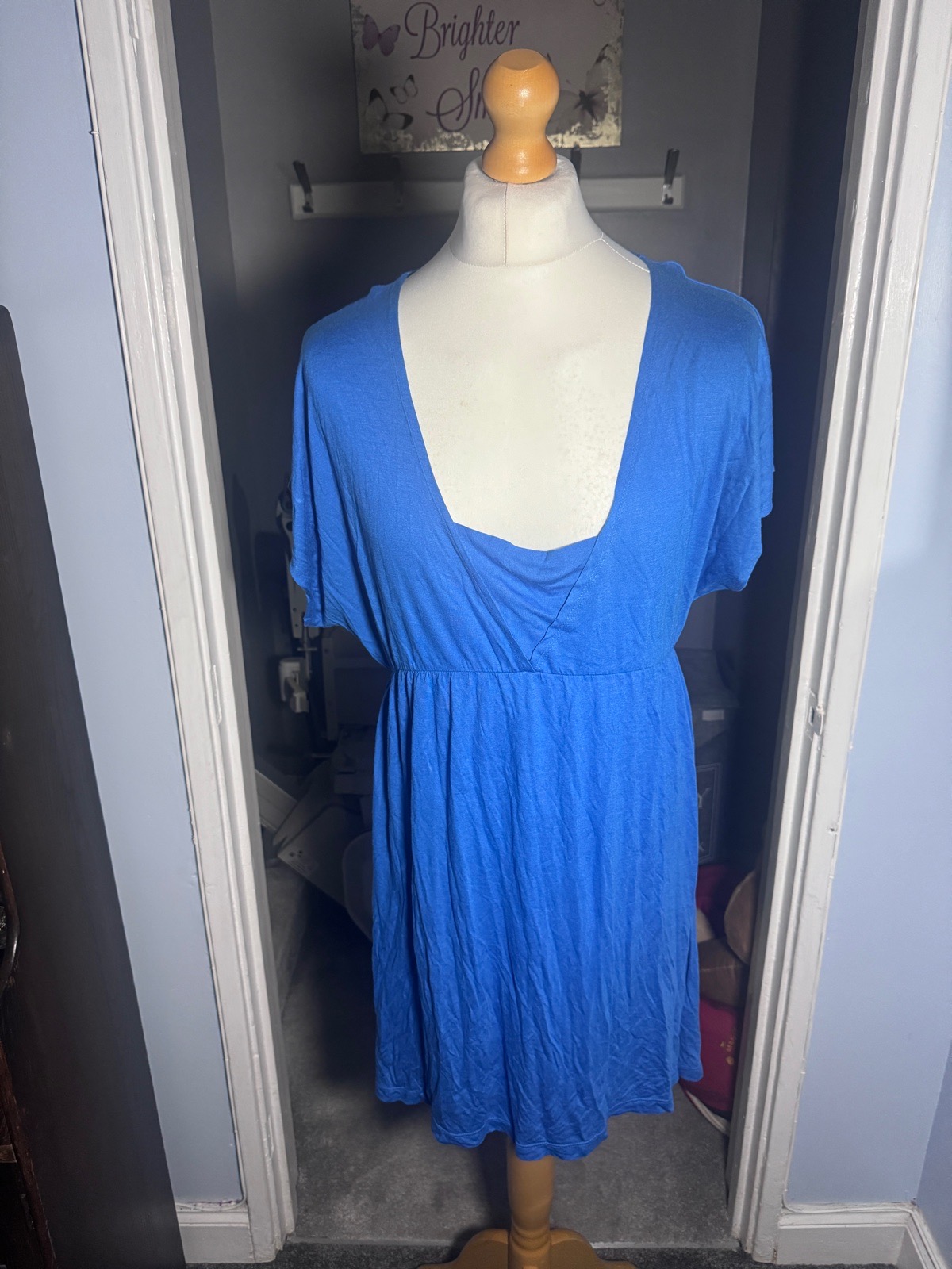 Simply Be Cobalt Blue Wrap Dress UK 20 Short Sleeve Summer Casual
