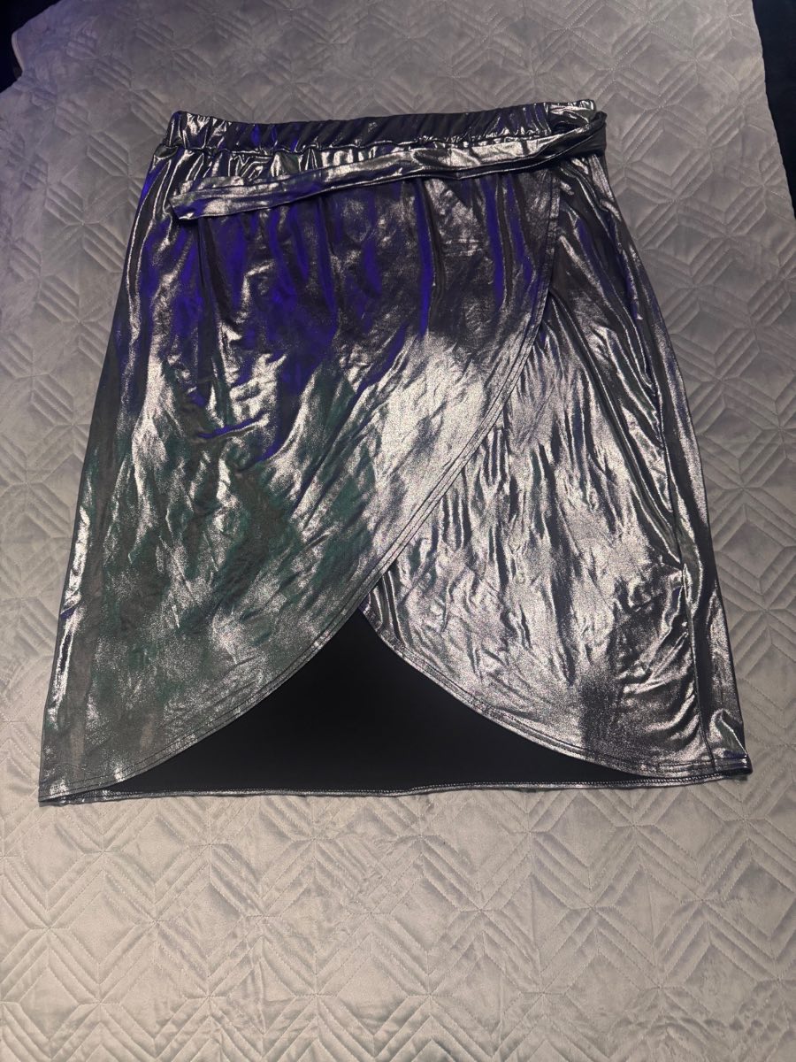 Yours Limited Collection Wrap Midi Skirt Metallic Black UK 22 NWT Party Evening