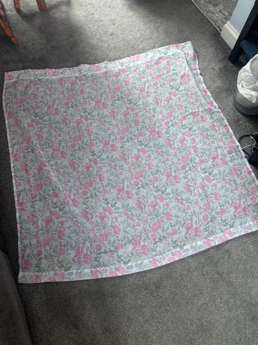 Tyrone Cottagecore Voile Curtain Panel Pink Floral 54” x 55” Lightweight Sheer
