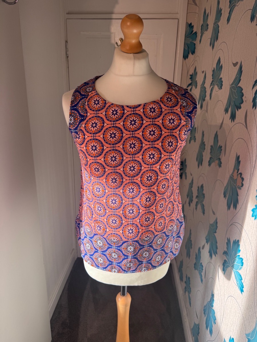 M&S Collection Sleeveless Blouse Pink Mix UK 10 Geometric Print Vest Top