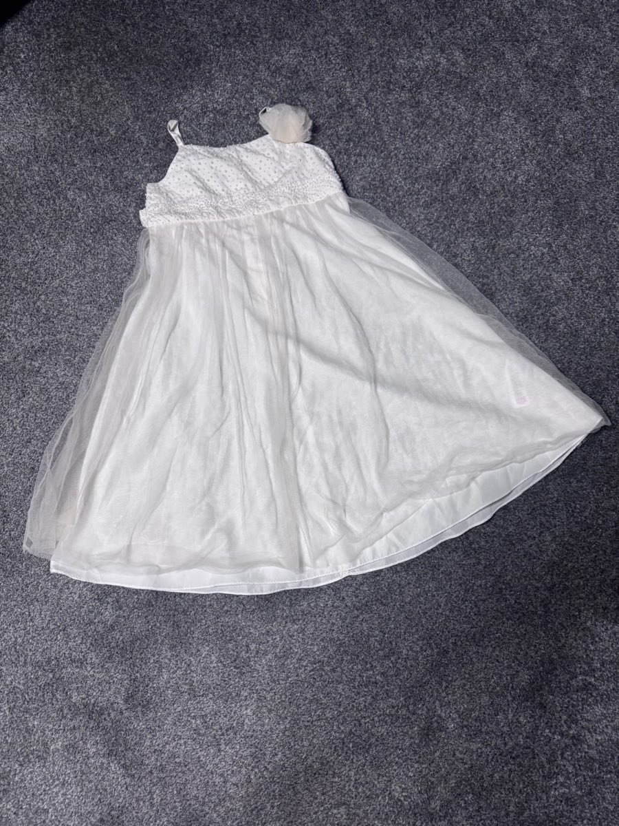 Monsoon Girls Party Dress Ivory 5–6 Years Pearl Beaded Tulle Occasion