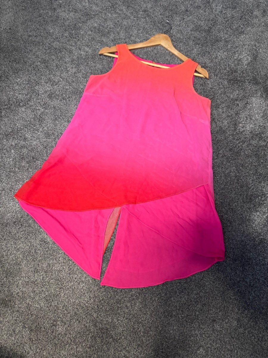 Evans Sleeveless Tunic Top Pink Orange Ombre UK 14 Summer Chiffon Overlay