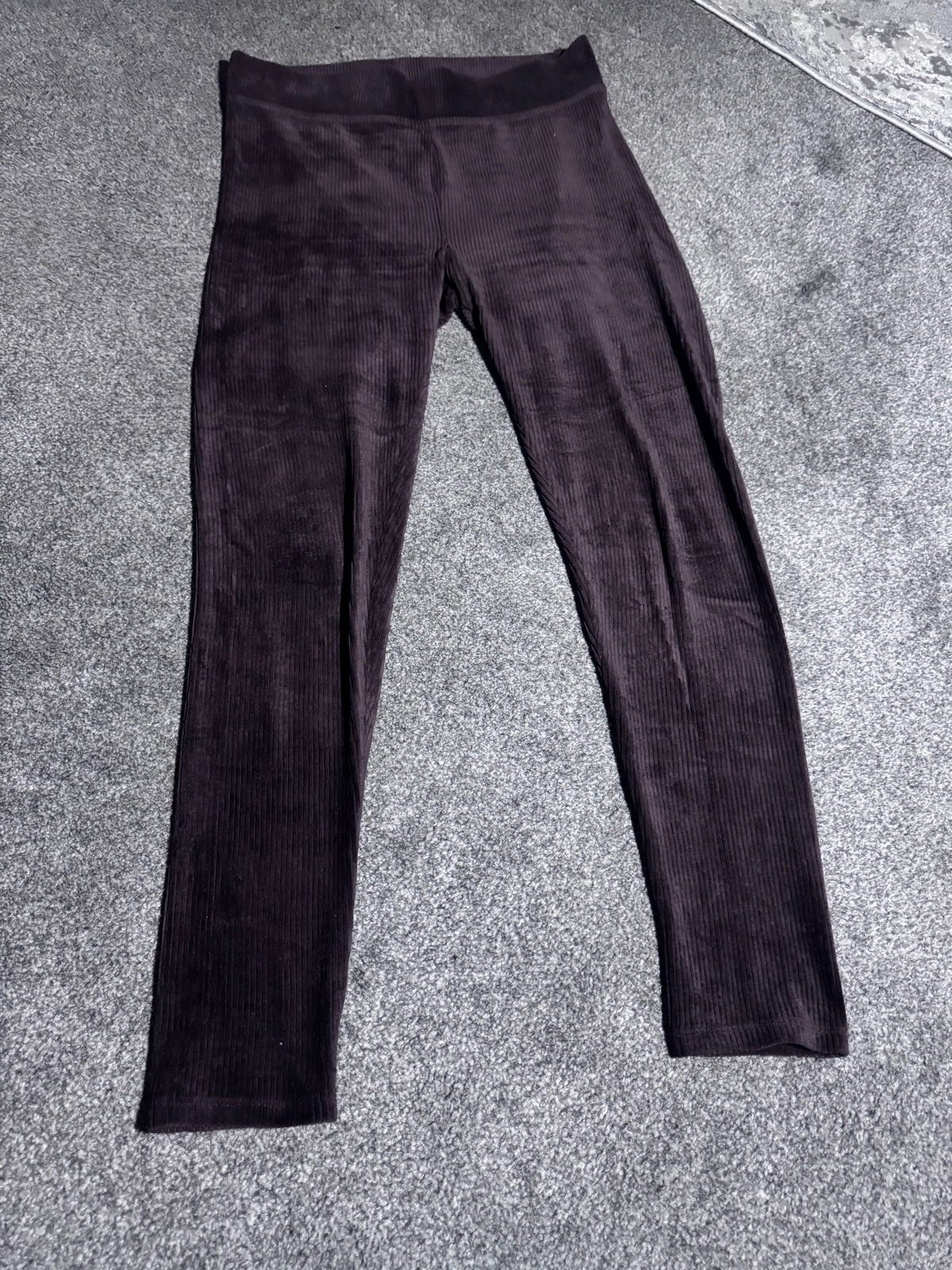 M&S Collection Corduroy Leggings Brown UK 14 Long Stretch Skinny Trousers