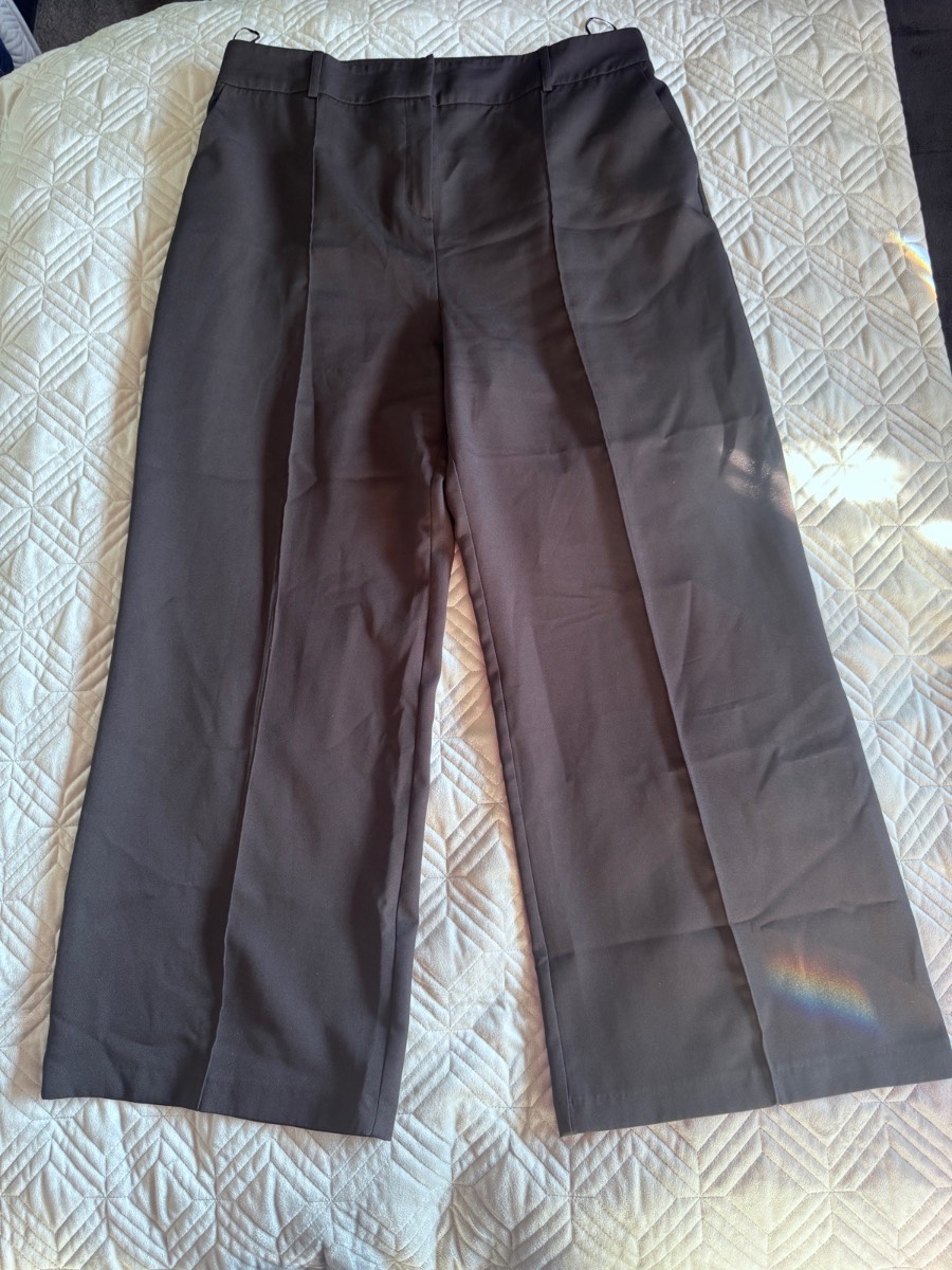 Lipsy Wide Leg Trousers Black UK 18 Smart Tailored Stretch Office