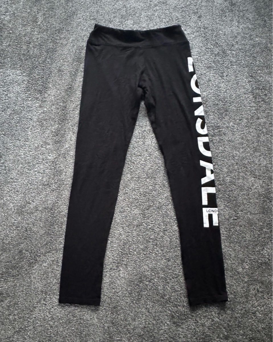 Lonsdale London Leggings Black UK 10 Logo Gym Athleisure Cotton Stretch
