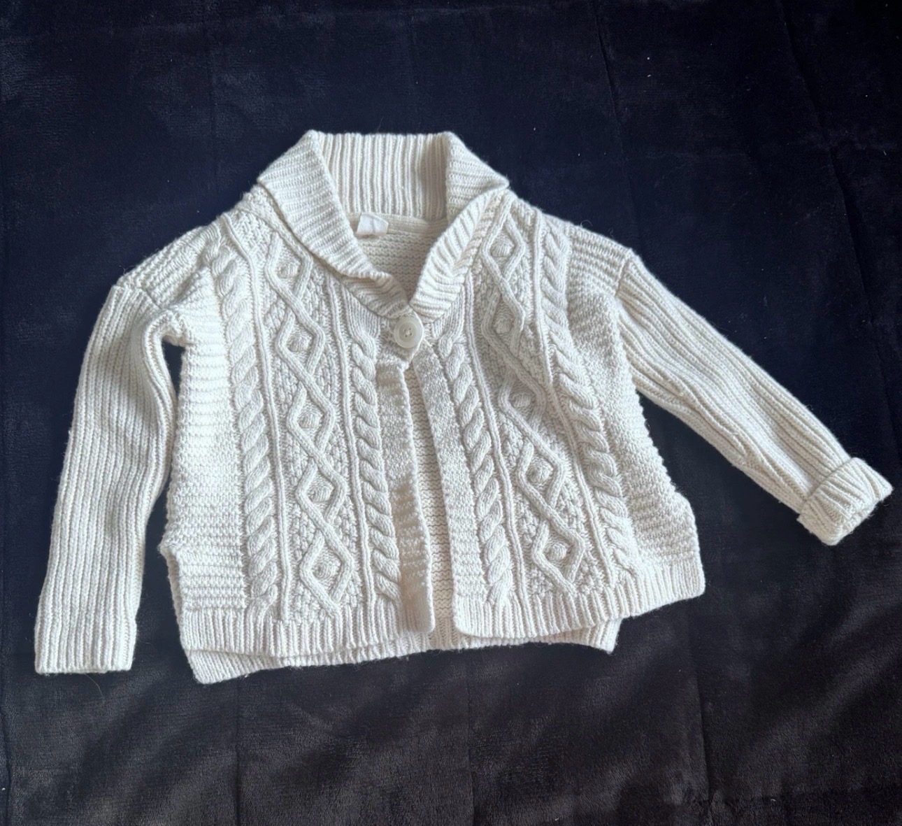 Baby Gap Kids Cable Knit Cardigan Cream Age 4 Wool Blend Aran Style