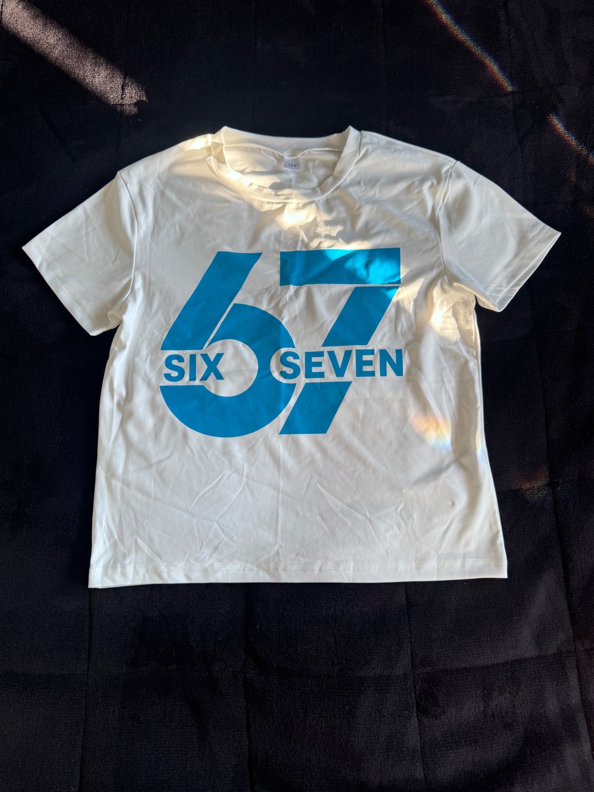 Kids Graphic T-Shirt Cream Blue Age 10 67 Sports Print Short Sleeve