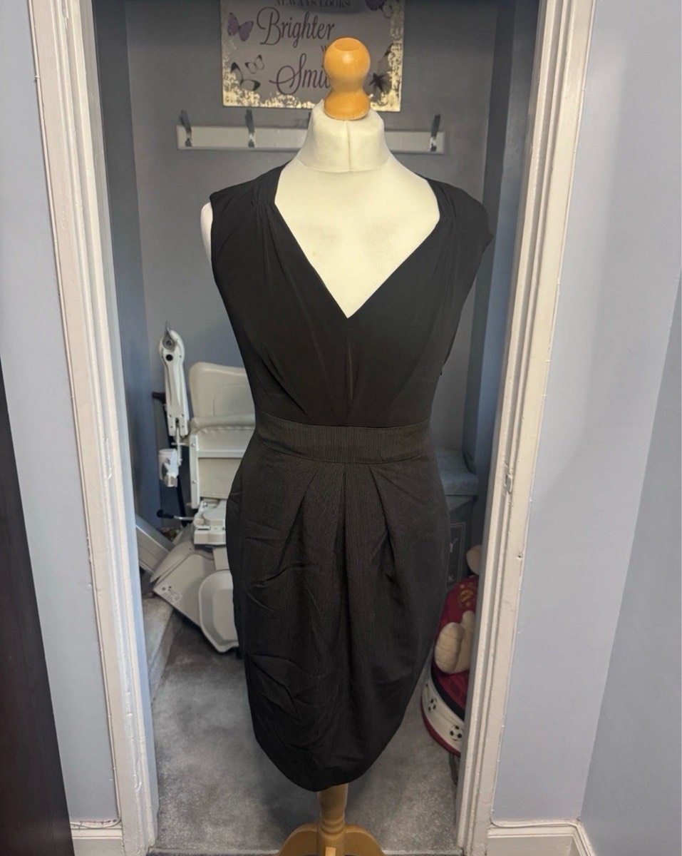 Betty Jackson Black Pencil Dress Black UK 14 Open Back Wiggle Occasion Dress