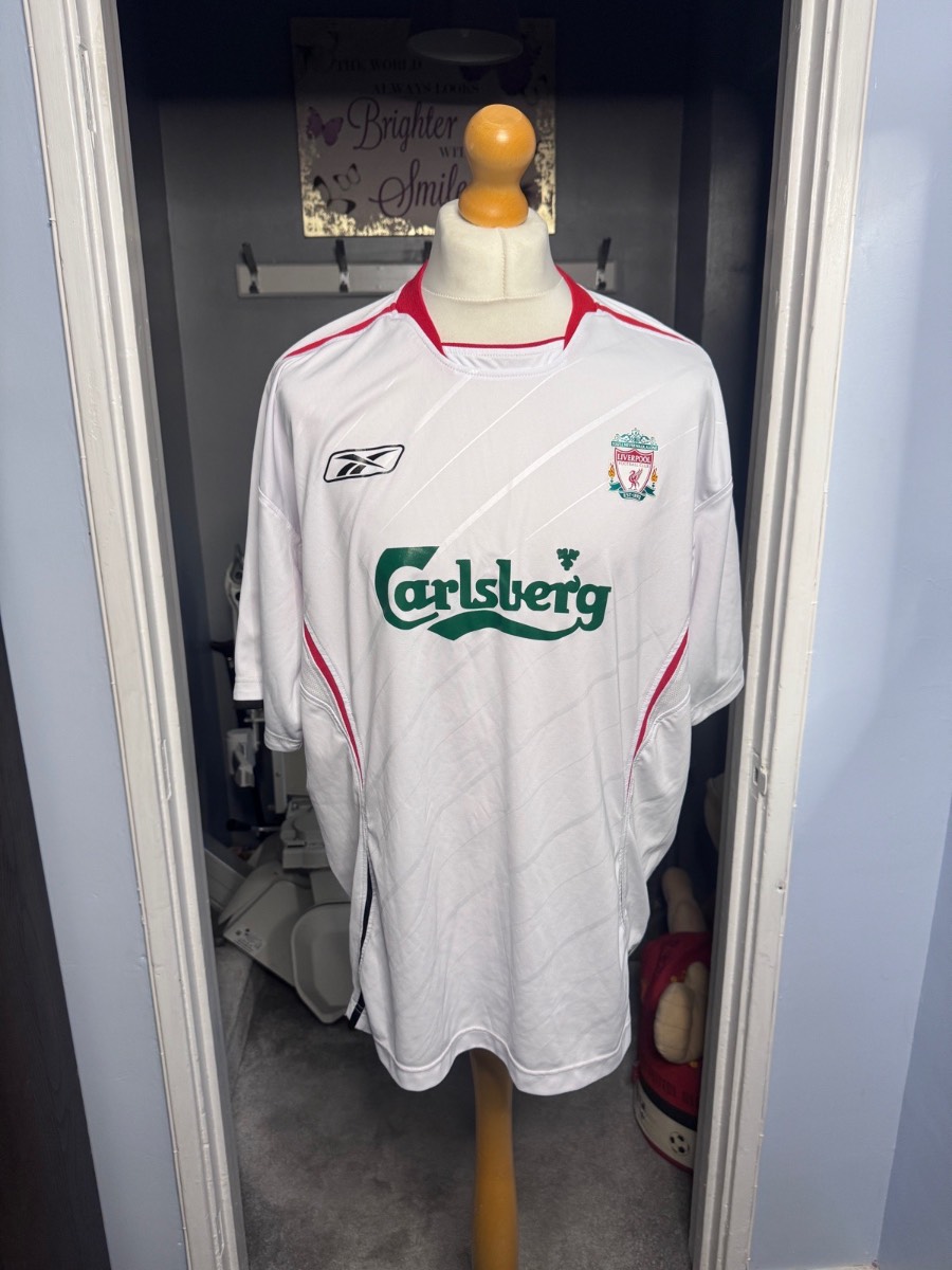 Reebok Liverpool FC Away Football Shirt White XL Official Carlsberg Jersey