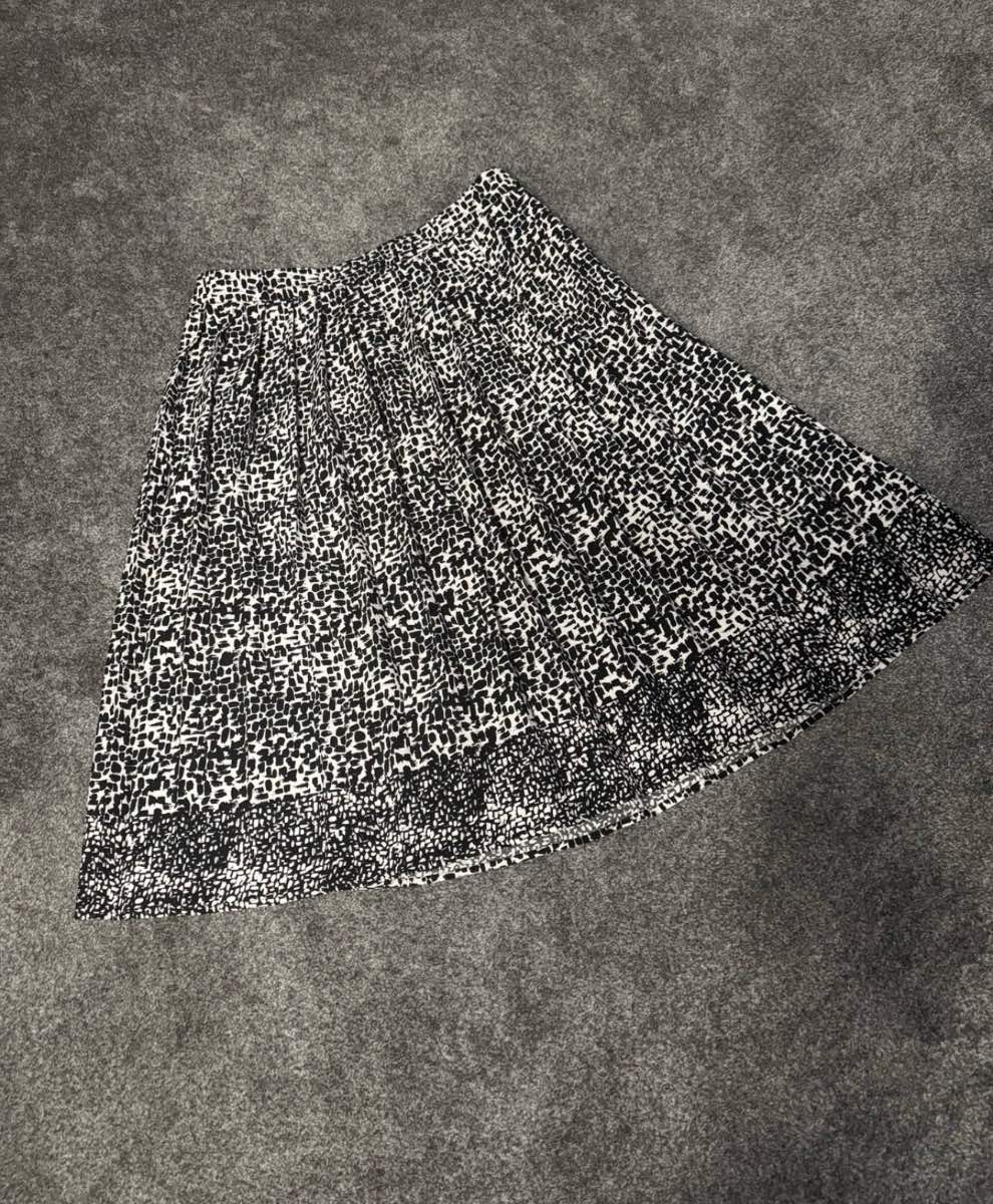 M&S Collection Pleated Skater Skirt Black & White UK 16 Monochrome Print