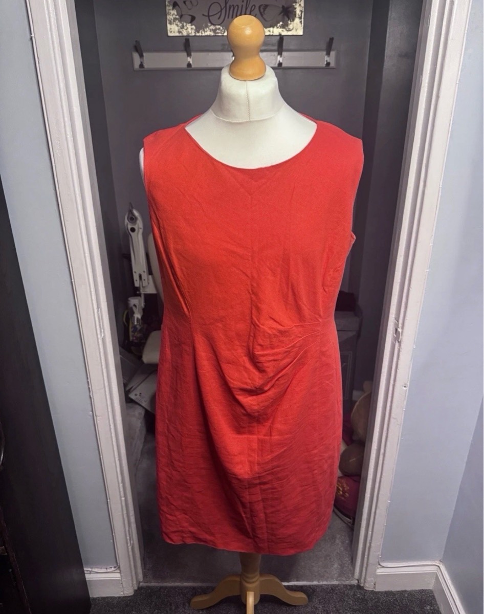 Debenhams Petite Collection Linen Blend Shift Dress Orange UK 18 Petite Summer