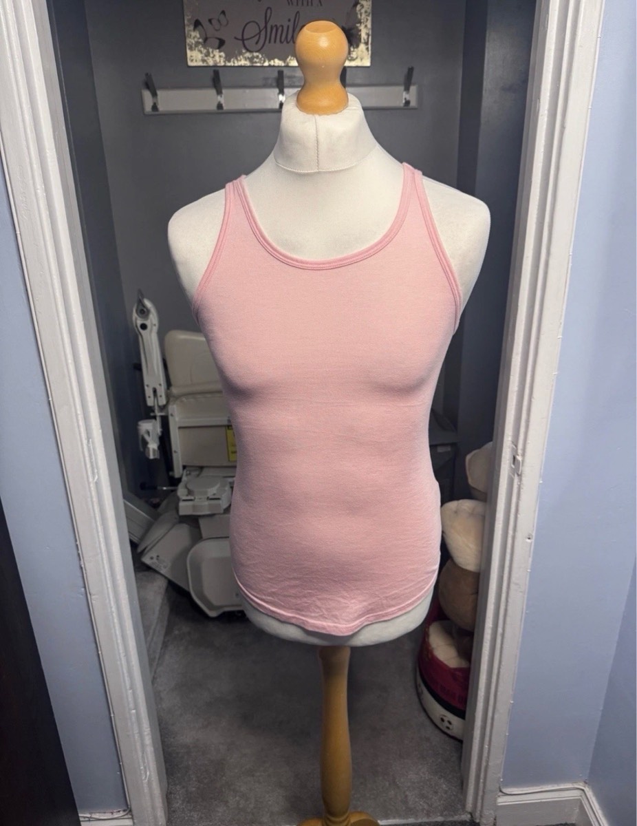 Topshop Summer Vest Top, Light Pink, UK 14, Sleeveless Stretch Layering Basic
