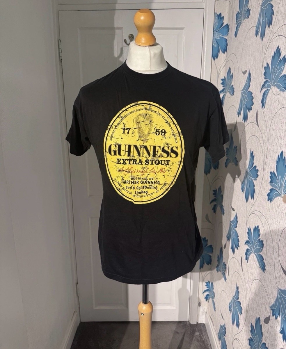 Guinness Graphic T Shirt Black Medium (M) Official Extra Stout Logo Tee