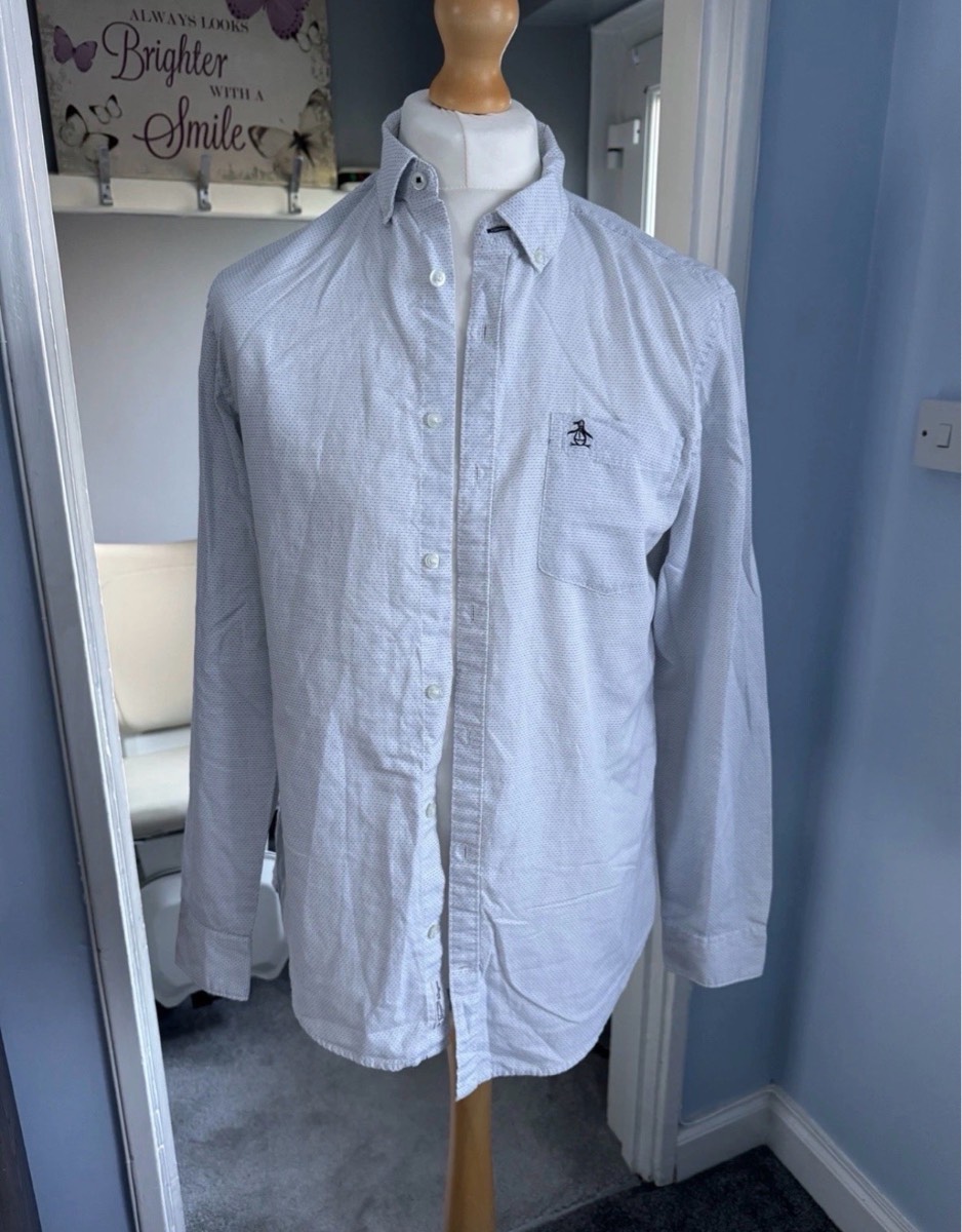 Penguin By Munsingwear Oxford Shirt White Medium (M) Micro Dot Button Down