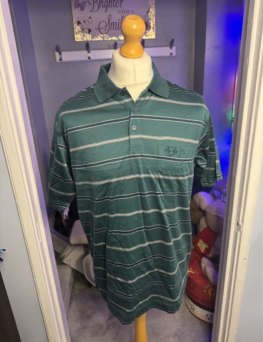 Maine New England Golf Polo Shirt Green Striped UK S BNWT 100% Mercerised Cotton