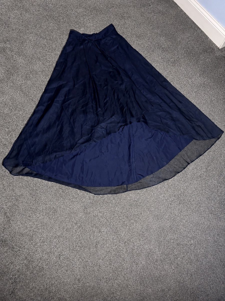 Coast Navy Blue Midi Skirt UK 8 Sheer Overlay Floaty Occasion Wedding Party