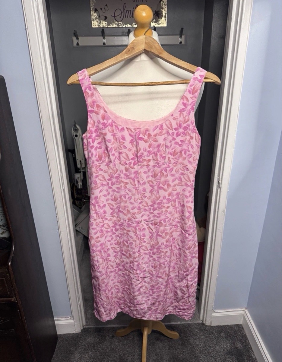 Brooks Brothers Silk Floral Shift Dress Pink UK 8 (US 4) Summer Occasion