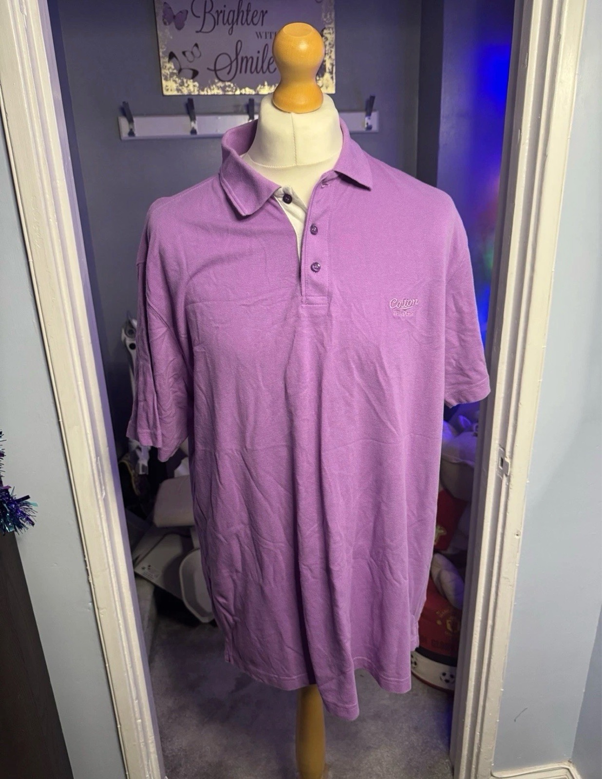 Cotton Traders Mens Polo Shirt Purple XL 100% Cotton Short Sleeve Summer