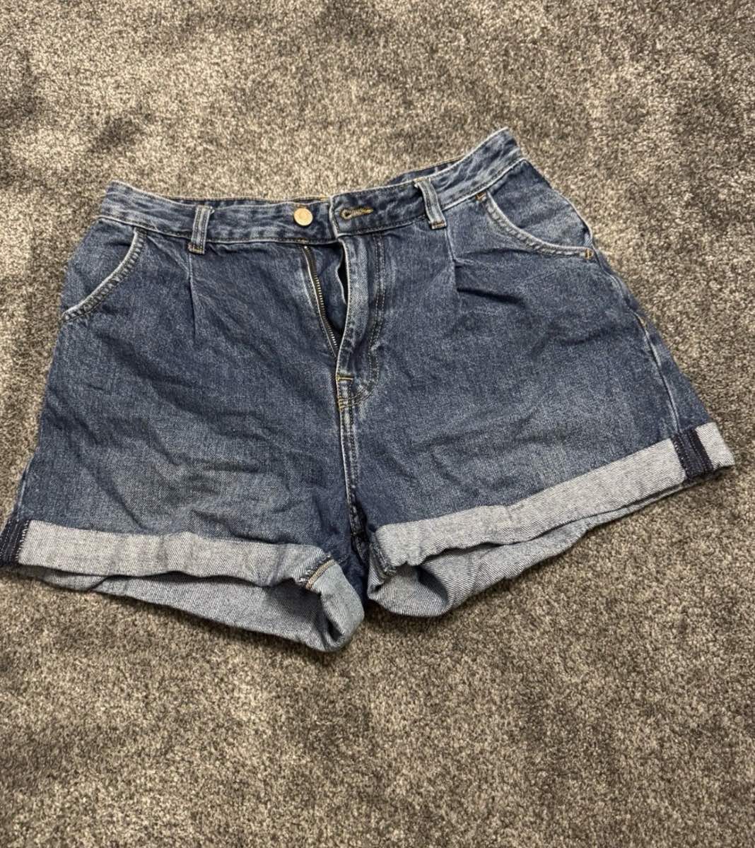 Primark Denim Co Denim Shorts Blue UK 10 Turn Up Cuffed 100% Cotton