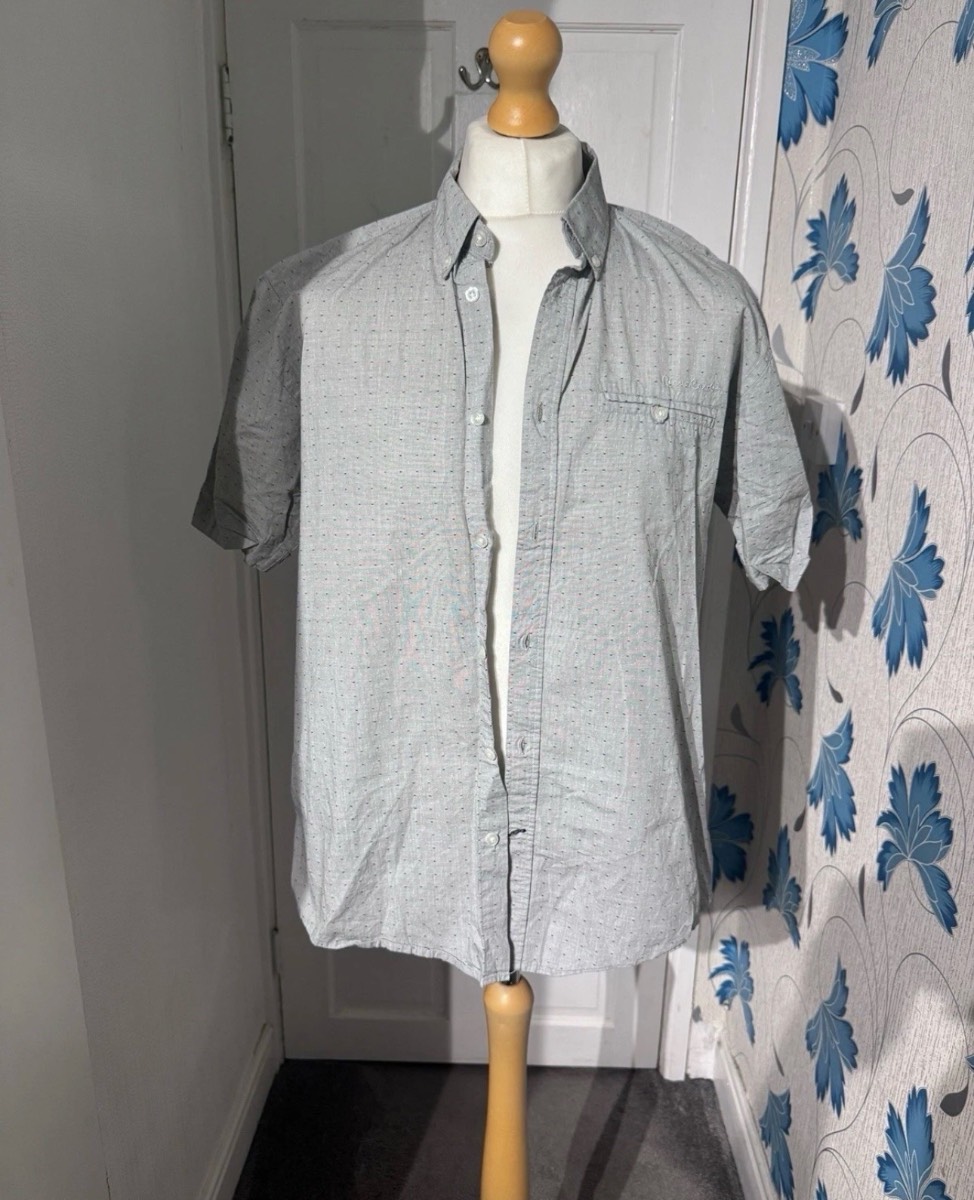 Pierre Cardin Short Sleeve Shirt Grey XL Regular Fit 100% Cotton Summer