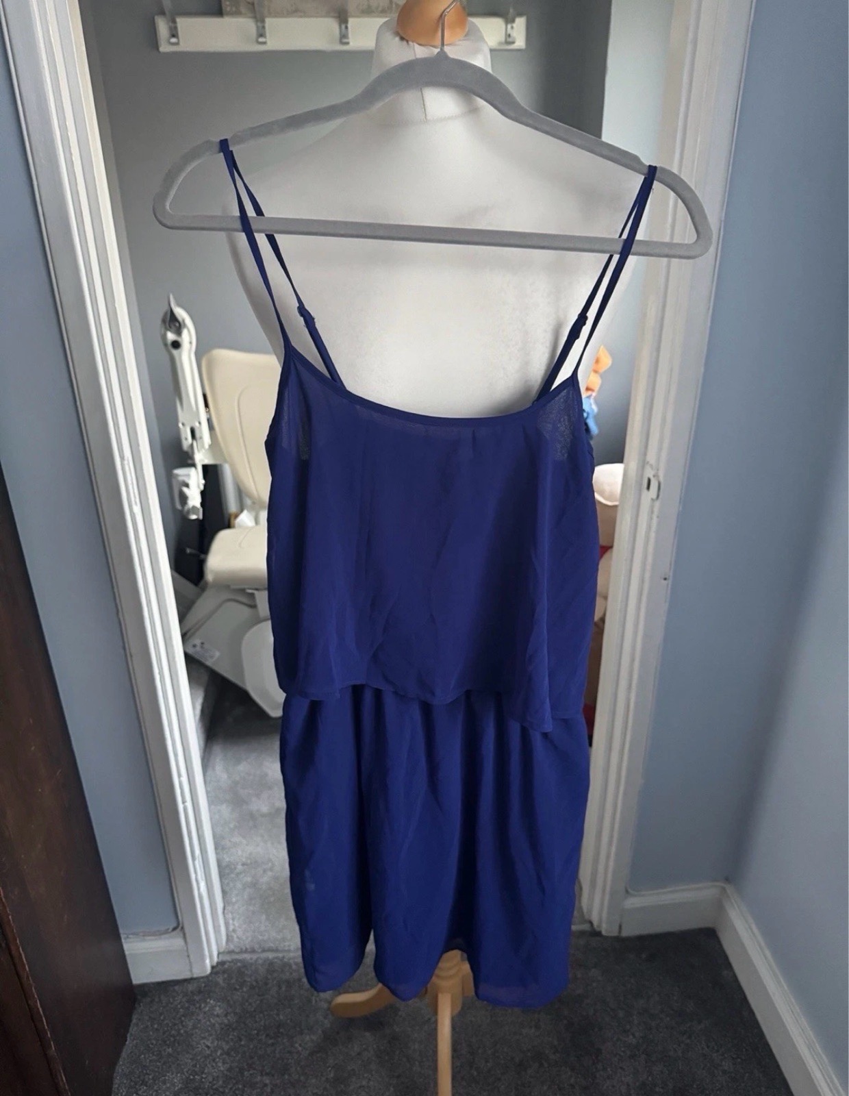 Mango Women’s Layered Cami Dress Cobalt Blue UK 8 Summer Party Strappy