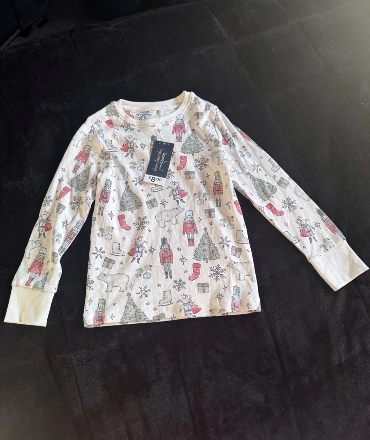 George Christmas Pyjama Top Cream Age 5–6 Nutcracker Festive Print BNWT