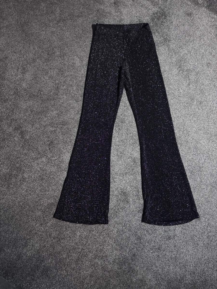 Urban Outfitters Glitter Flared Trousers Black Small Y2K Party Festival