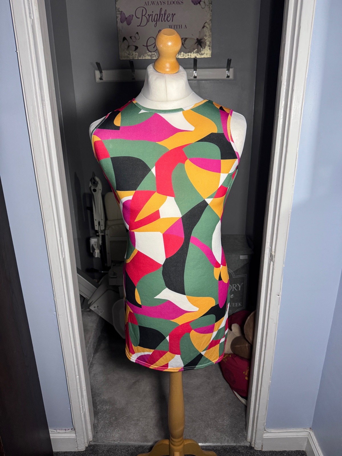 Public Desire Multicolour Abstract Open Back Mini Dress UK 14 BNWT