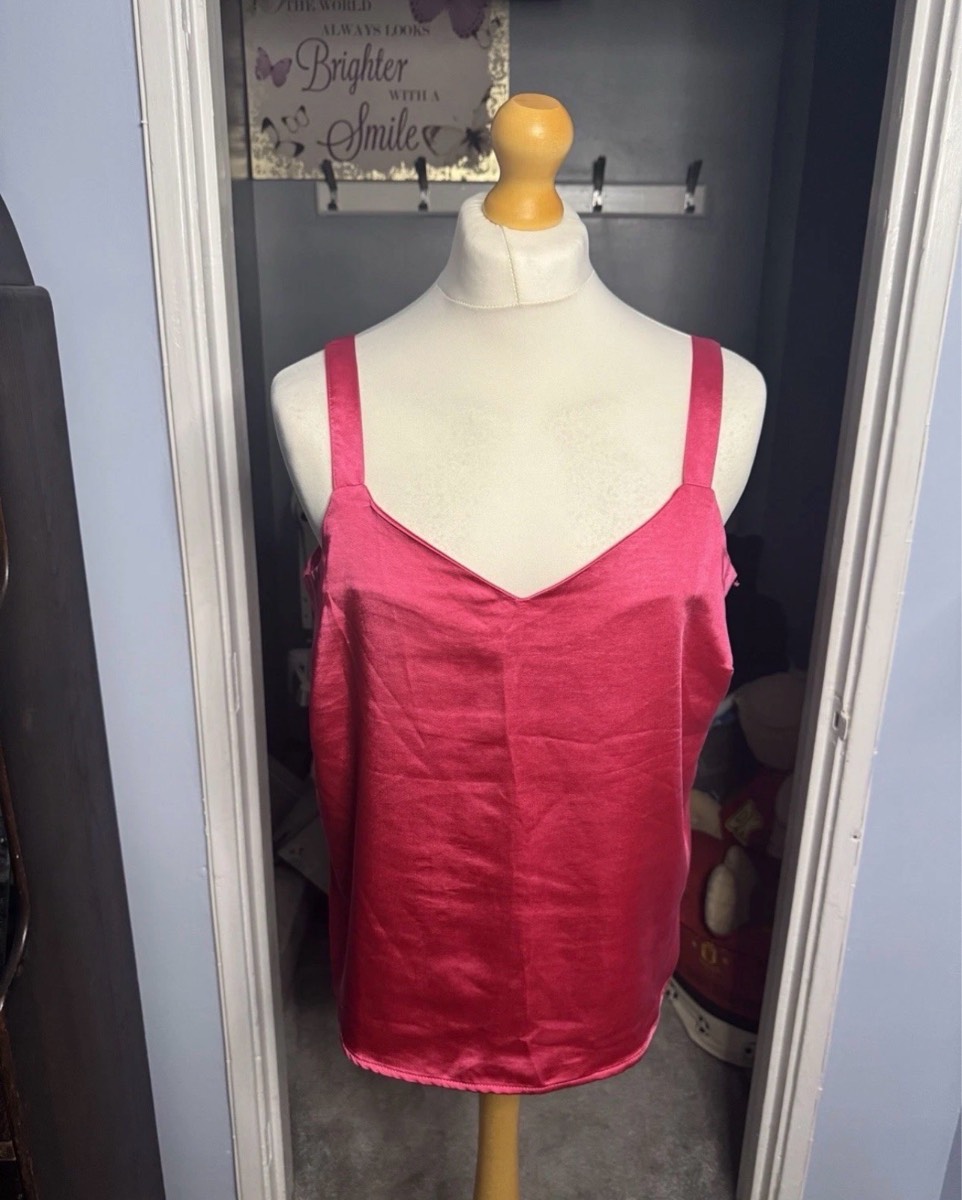 M&Co Satin Cami Top Pink UK 16 Sleeveless Party Summer BNWT