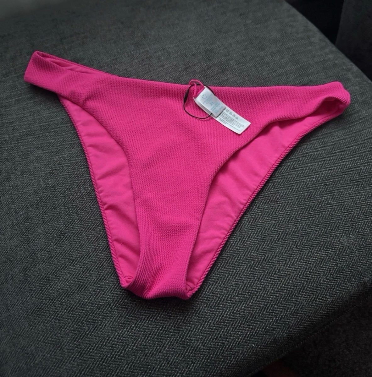 Primark Bikini Bottoms Pink XL (UK 18–20) Textured High Leg Swim Briefs