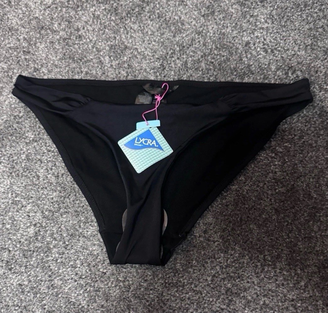 Accessorize Bikini Bottoms Black UK 12 Classic Lycra Swimwear BNWT