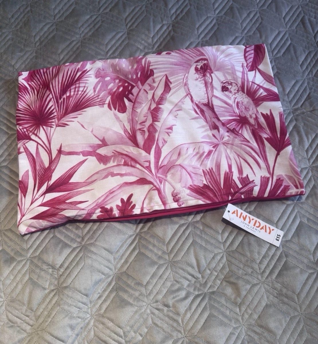 Anyday John Lewis Cushion Cover Pink Jungle Parrot Tropical 35x55cm BNWT