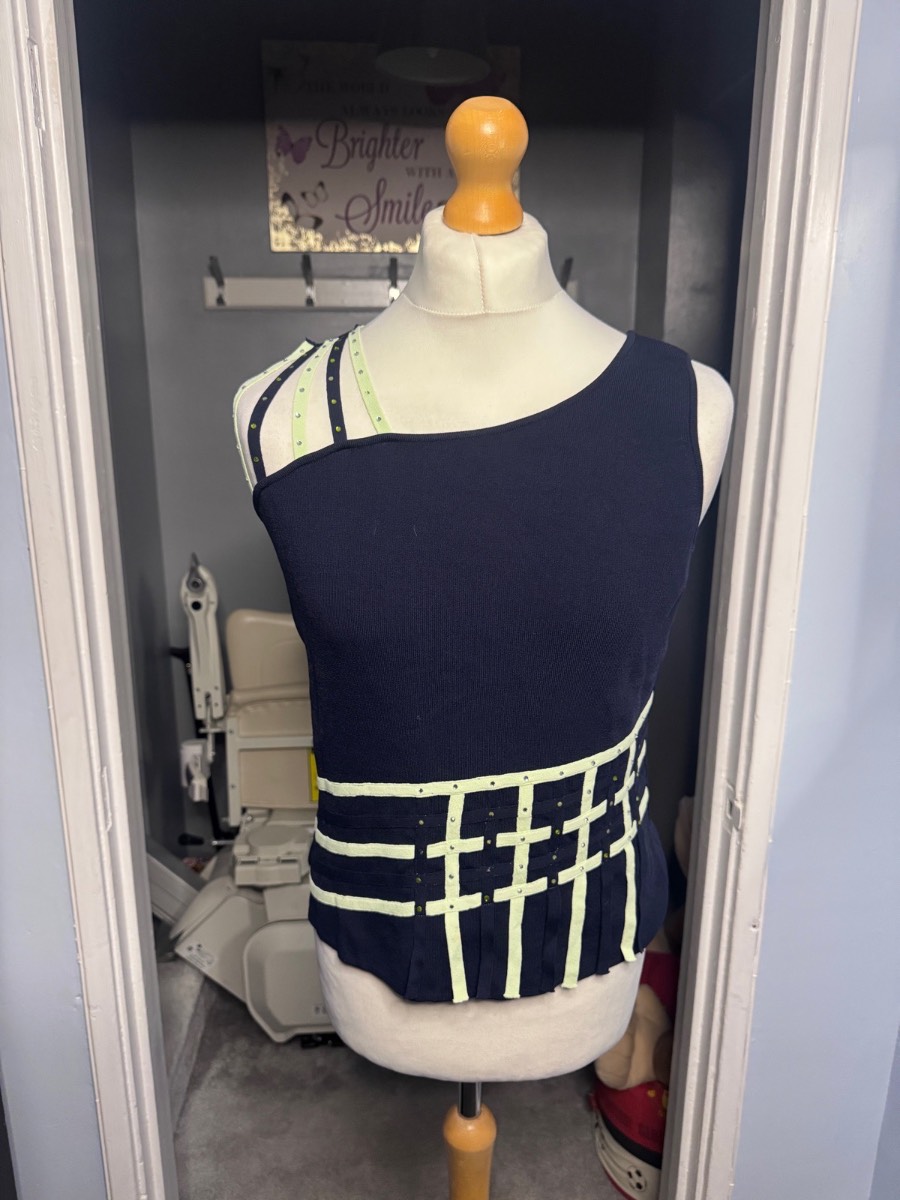 Vintage Roman Originals Sleeveless Top Navy Blue UK 14 (L) Embellished Summer